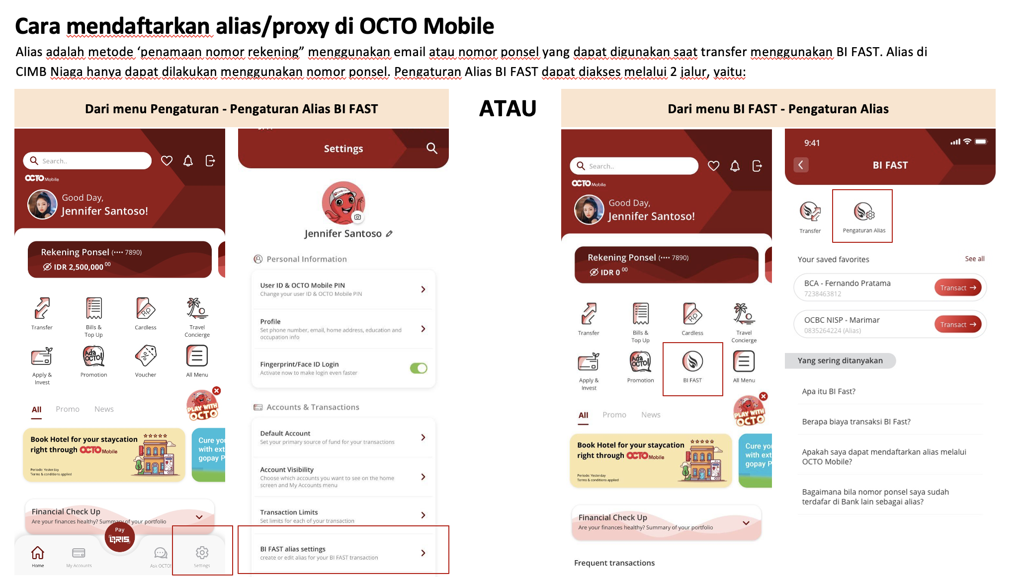 Menu Bi Fast Branchless Banking CIMB Niaga